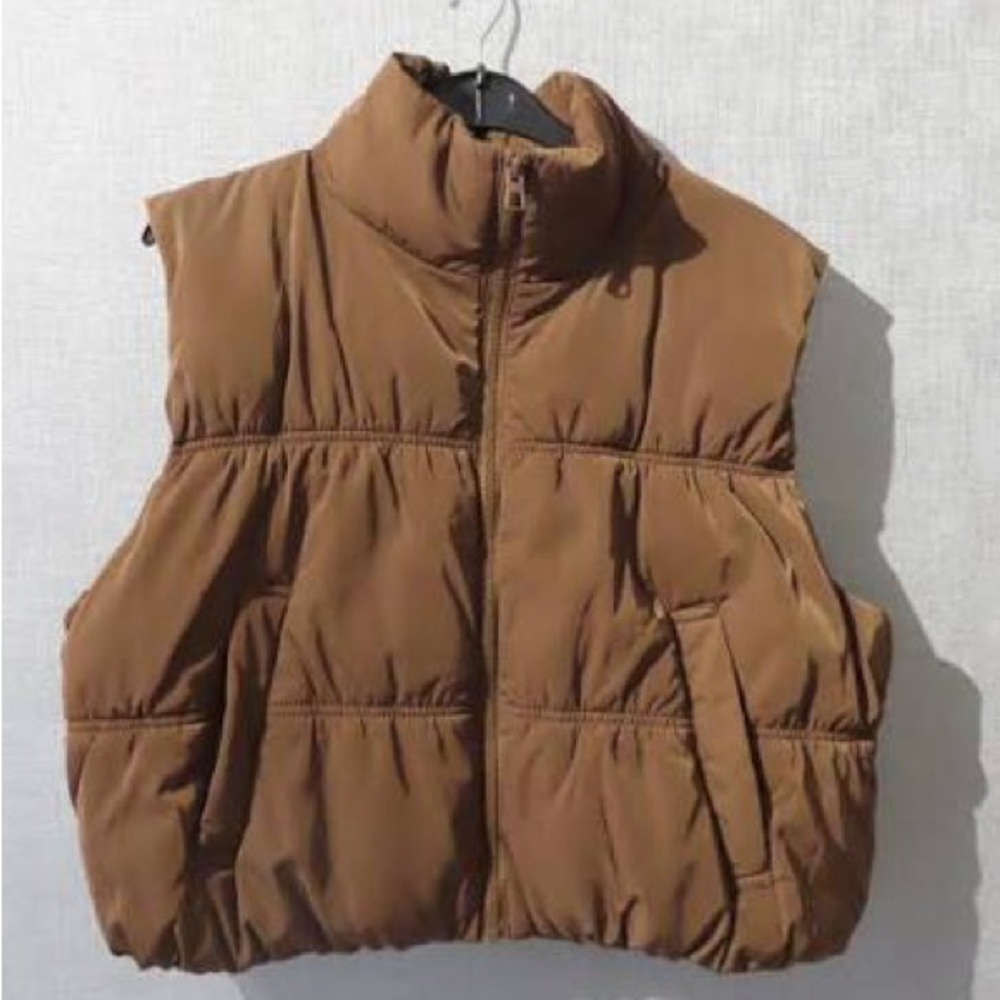 H&M Cropped Brown Puffer Vest